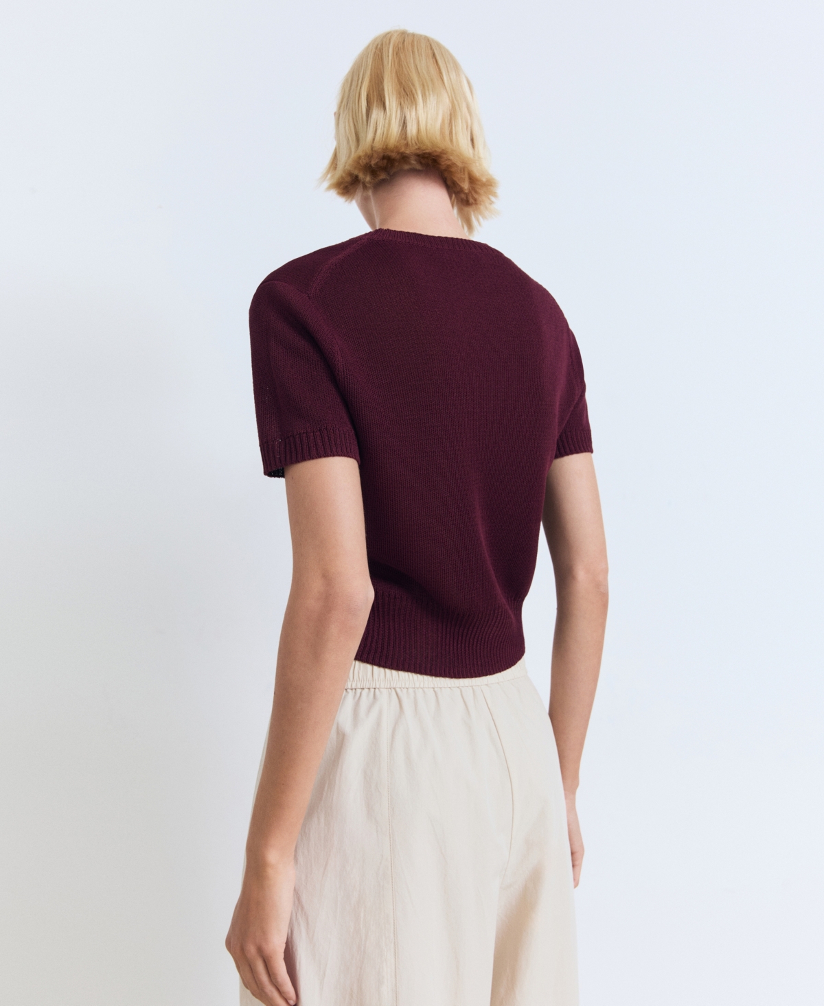 Mango Women's Short-Sleeved Crop Sweater