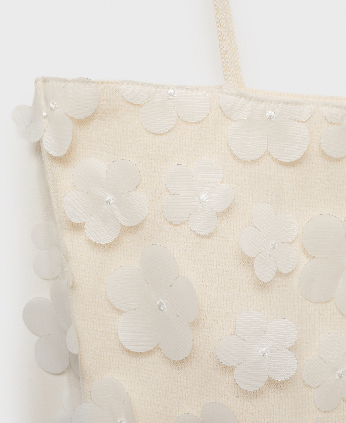 Mango Floral Appliqué Knit Crop Camisole In White