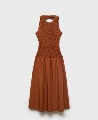 Women's Combined Open-Back Textured Dress