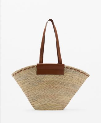 MANGO - Women's Large Double-Handle Natural Fiber Basket Bag
