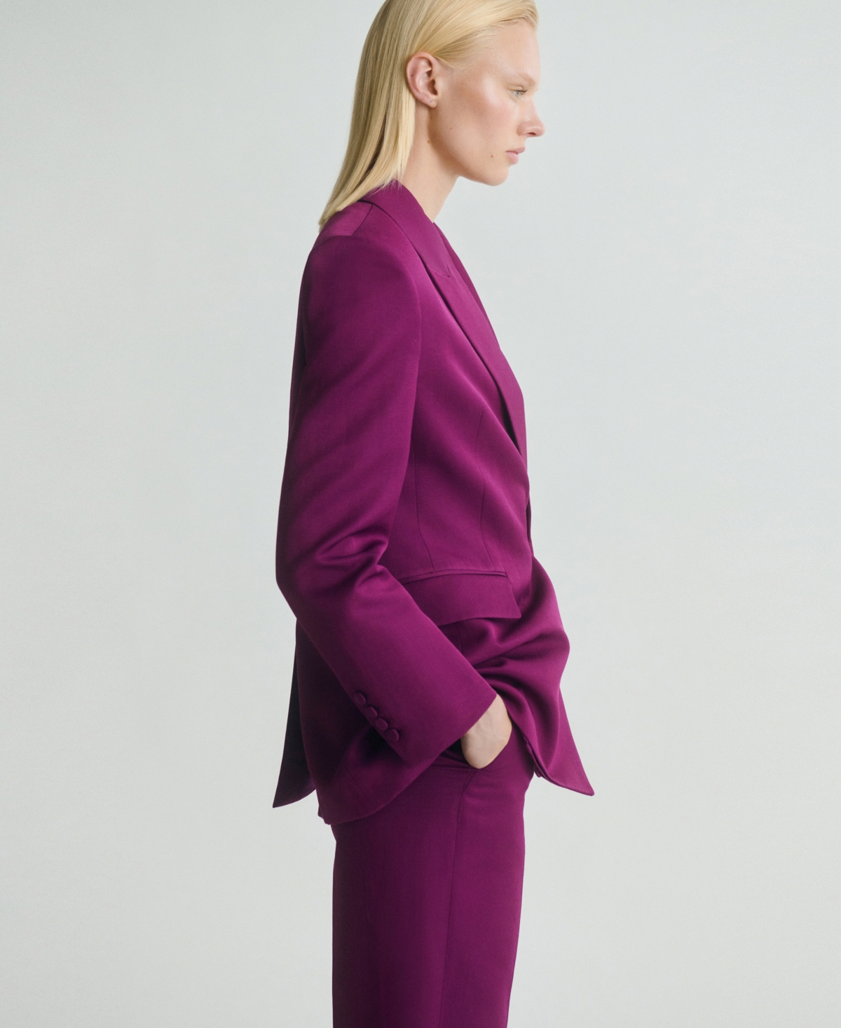 Mango Double-breasted Suit Jacket In Purple