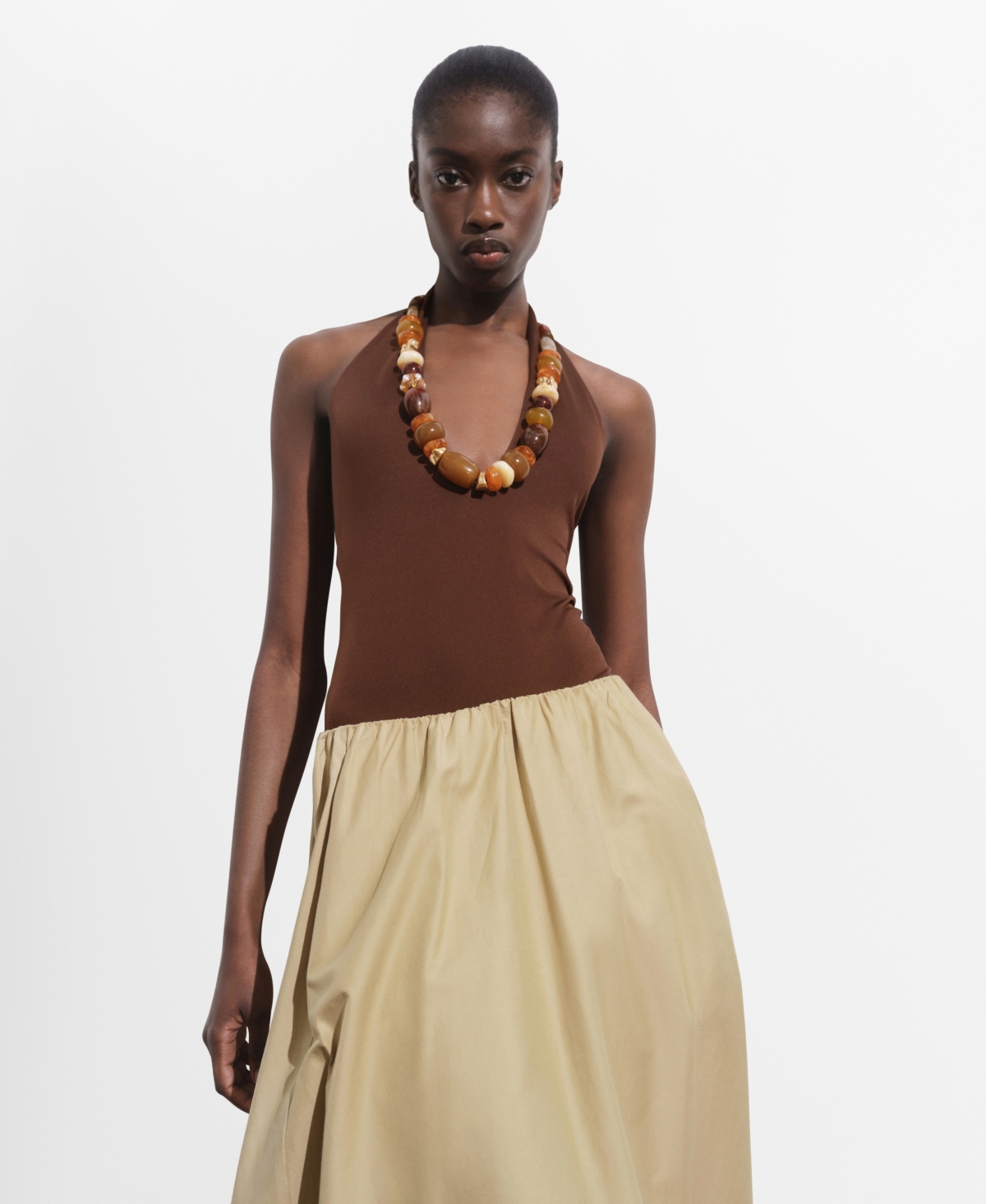 Mango Women's V-neck Bodysuit In Brown