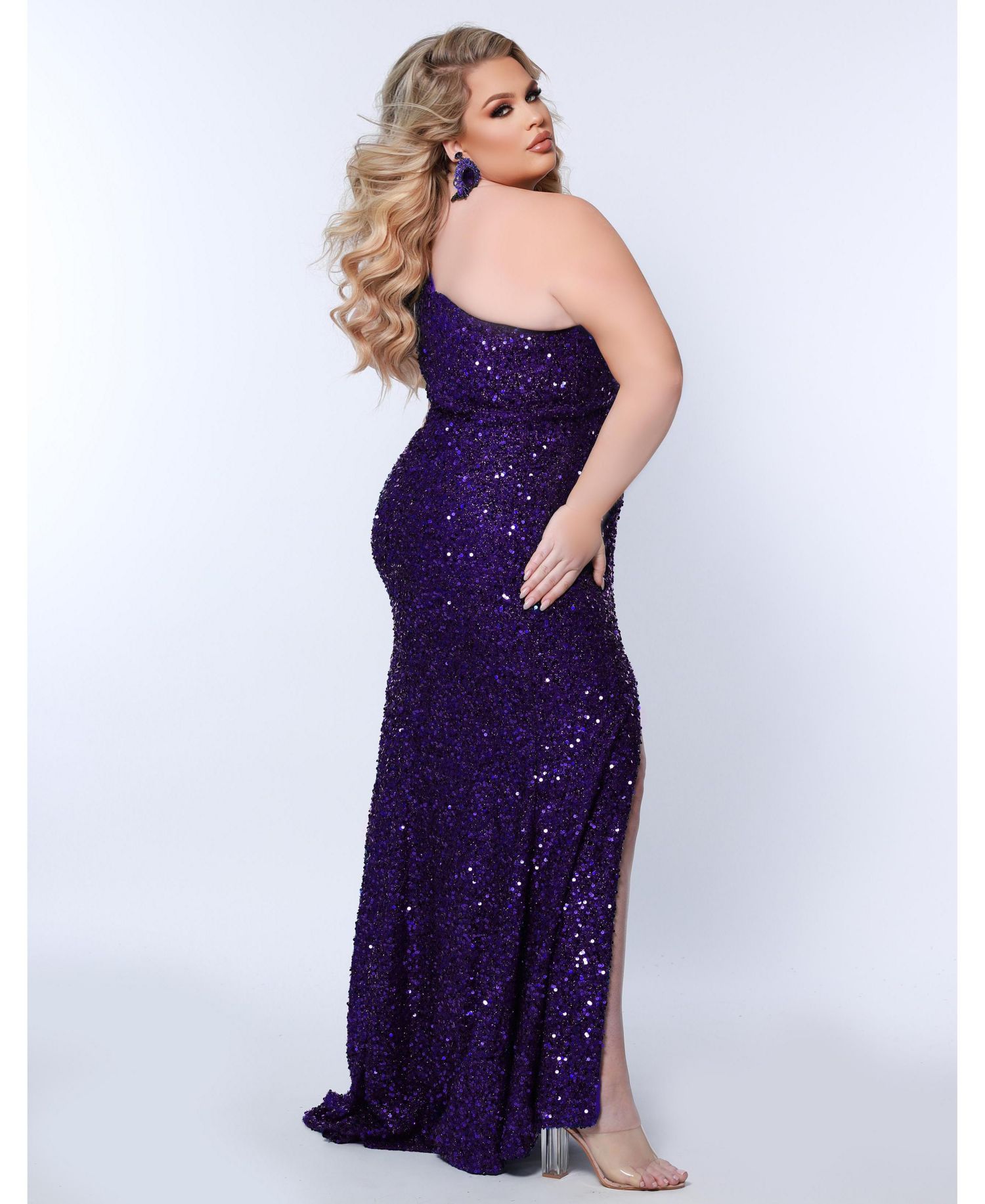 Women's One-Shoulder Sequin Evening Gown