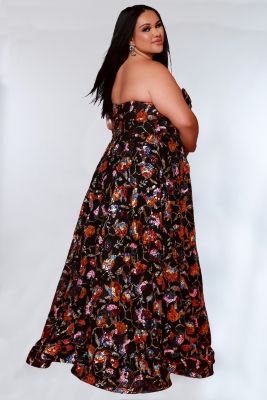 Women's Strapless Sweetheart Neckline Plus Size A-Line Evening Gown