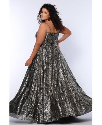 Women's Animal Print Spaghetti Strap A-Line Gown