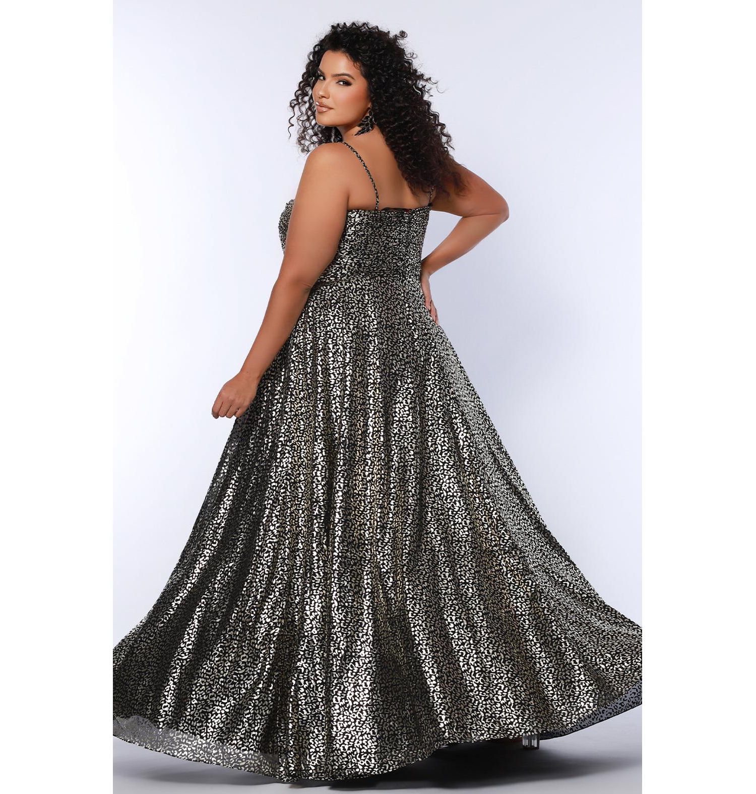 Women's Animal Print Spaghetti Strap A-Line Gown