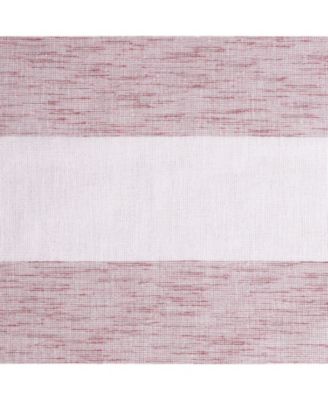 Metallic Semi Sheer Rugby Striped Grommet Top Window Curtains - 38 in. W x 84 in. L, Blue