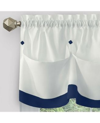 Country Farmhouse Living Solid Colored Button Tuck Window Valance - 56in W x 14in L, Linen