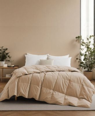Lightweight White Goose Down Feather Fiber Comforter, California King