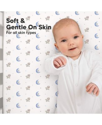 2pk Soothe Fitted Crib Sheets Neutral, Baby Crib Sheets, Fits Standard Nursery Baby Mattress