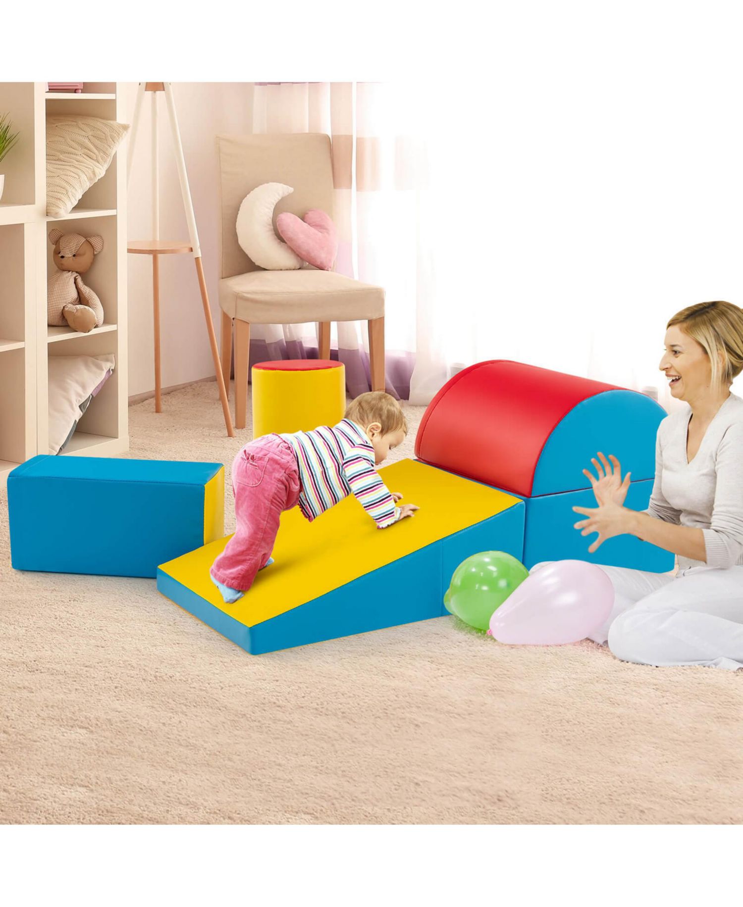 5PCS Kids Climb and Crawl Activity Playset Soft Foam Block Toddler Play Structure