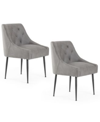 Modern Upholstered Dining Chairs Set of 2, Mid Century Kitchen Side Chairs with 5.12” Cushions and Back Pull Rod for Kitchen, Living Room