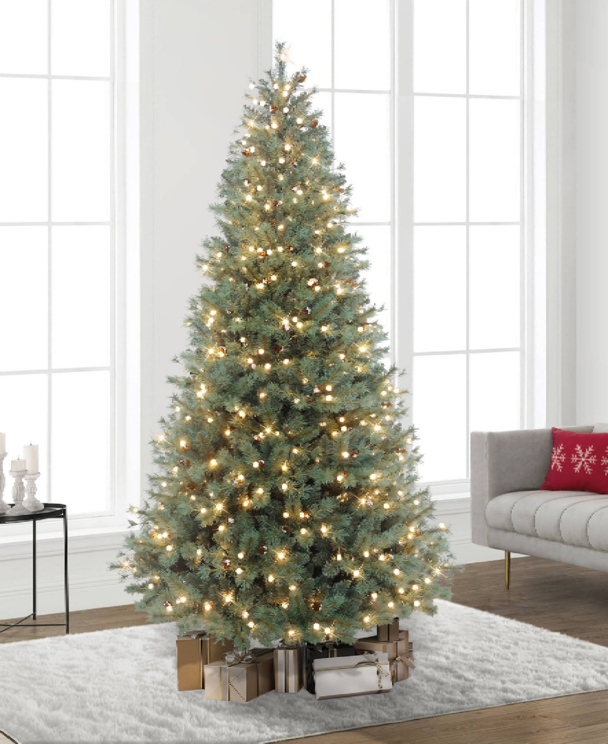 Puleo 7.5 Ft. Pre-lit Hampton Spruce Artificial Christmas Tree In Green