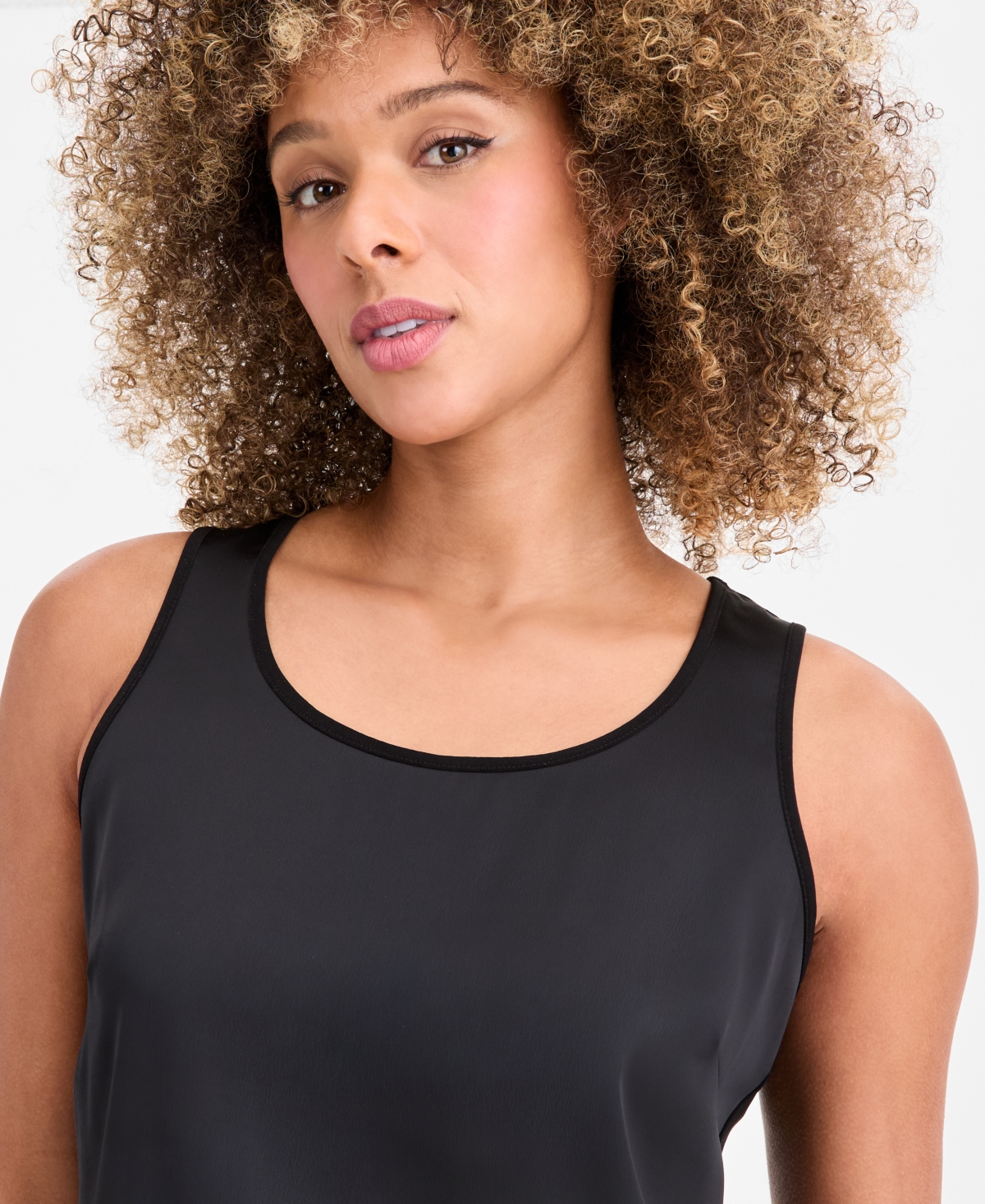 Anne Klein Women's Mixed-media Tank Top In Black