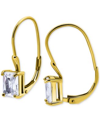 Cubic Zirconia Octagon Leverback Drop Earrings in 18k Gold-Plated Sterling Silver, Macy's Exclusive