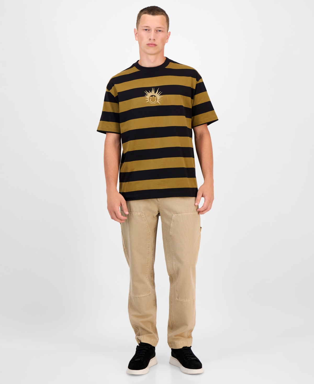 Hugo Boss Hugo By  Men's Cotton Striped Graphic T-shirt In Multi