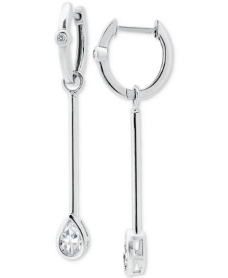 Giani Bernini - Cubic Zirconia Pear Bezel Dangle Hoop Earrings in Sterling Silver