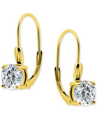 Round Cubic Zirconia Leverback Earrings in Gold Vermeil  Over Sterling Silver, Macy's Exclusive