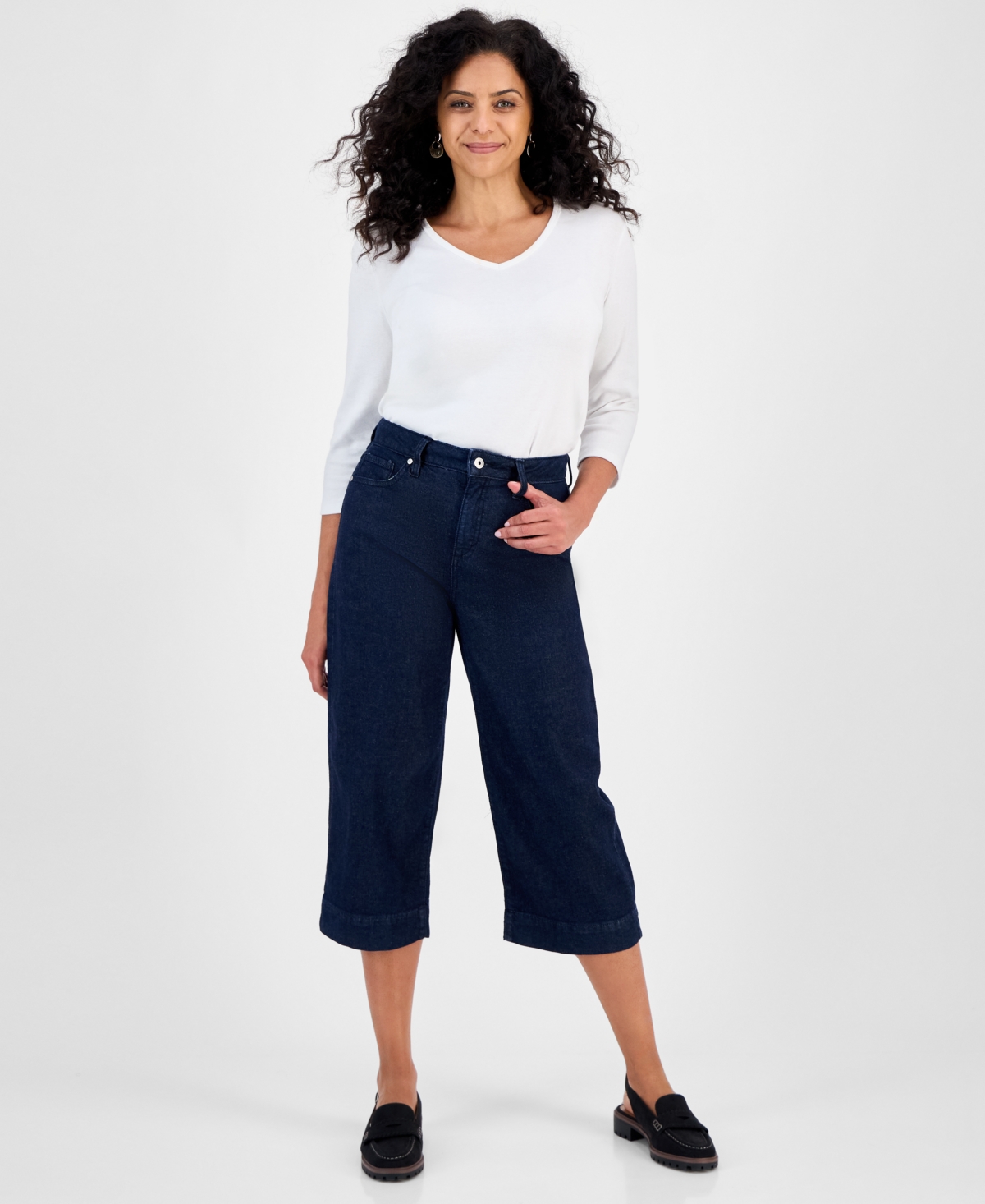 Style & Co Petite Denim Culottes, Macy's Exclusive In Blue