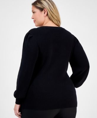 Plus Size Embellished Crewneck Sweater