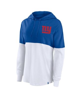 Women's Royal/White New York Giants Backup Option Long Sleeve Hoodie T-Shirt