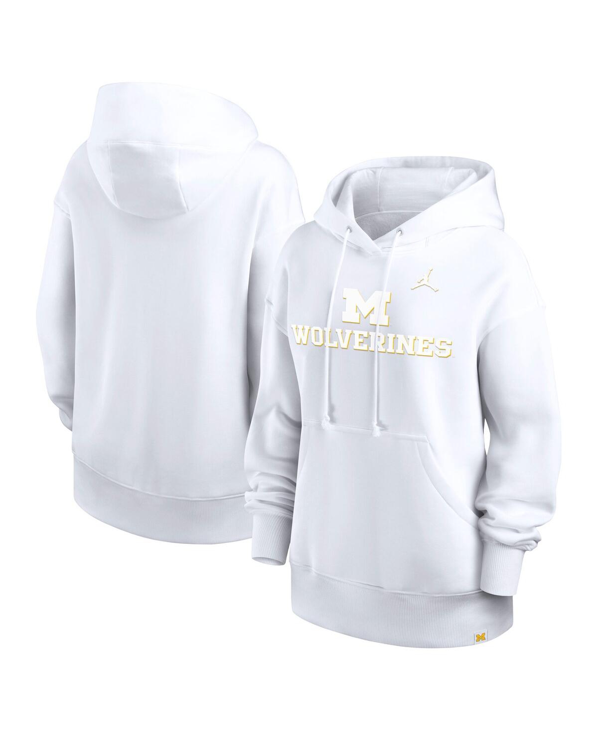 Women's White Michigan Wolverines Oversized Statement Phoenix Pullover Hoodie - White
