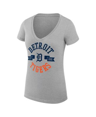 Women's Heather Gray Detroit Tigers City Graphic V-Neck Fitted T-Shirt