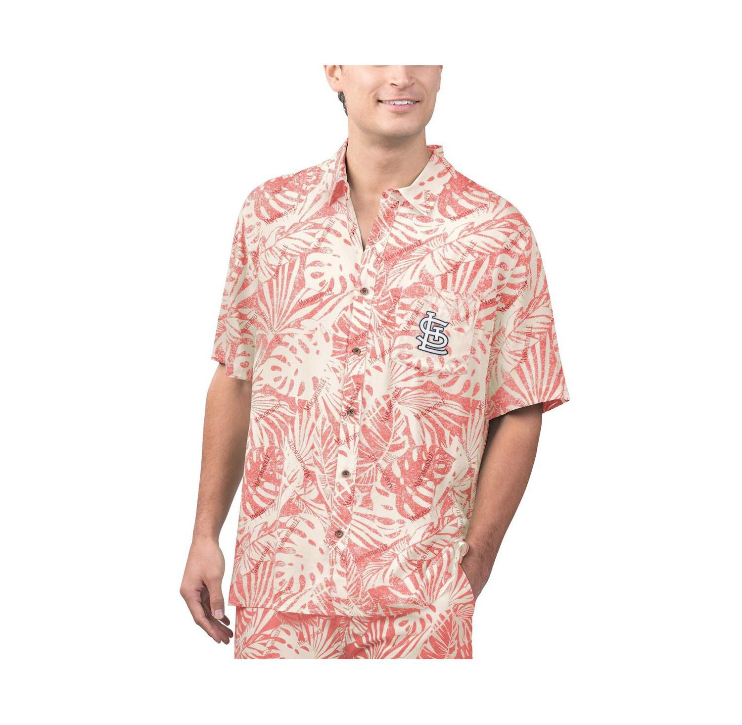 Men's Red St. Louis Cardinals Monstera Print Party Button-Up Shirt