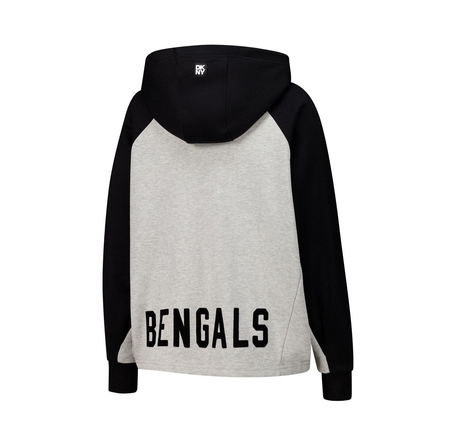 Women's Gray/Black Cincinnati Bengals Joy Cropped Raglan Pullover Hoodie