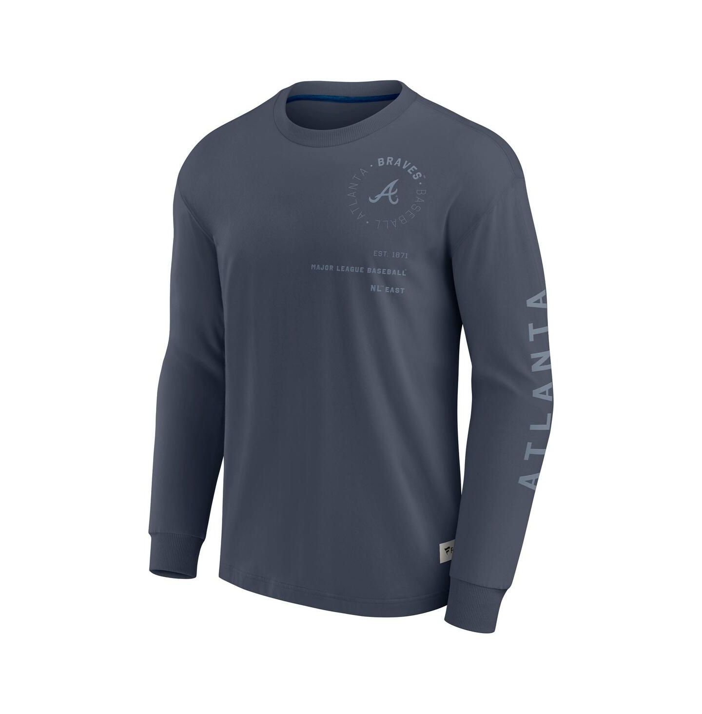 Мужская футболка Fanatics Blue Atlanta Braves Elements Future Ground Tonal Info Long Sleeve — фото 2