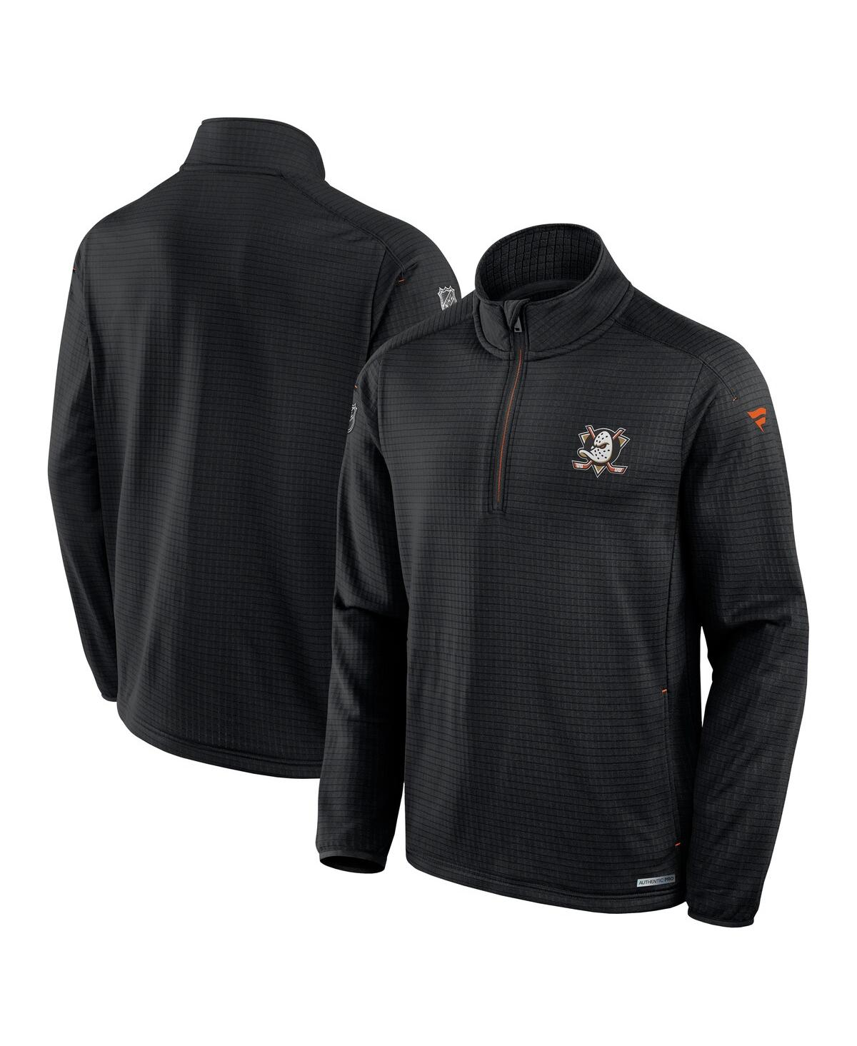 Men's Black Anaheim Ducks Authentic Pro Rink Quarter-Zip Sweatshirt - Black