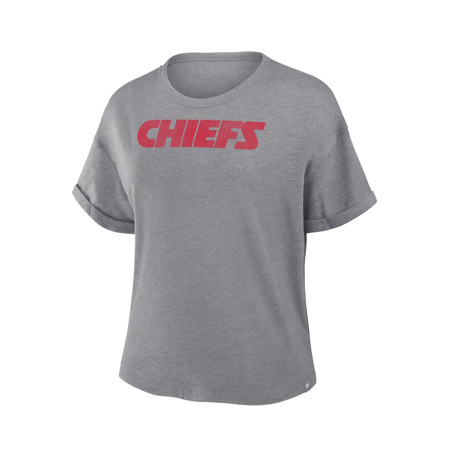 Женская футболка Fanatics Heather Gray Kansas City Chiefs Swing Pass Tri-Blend Boxy — фото 2