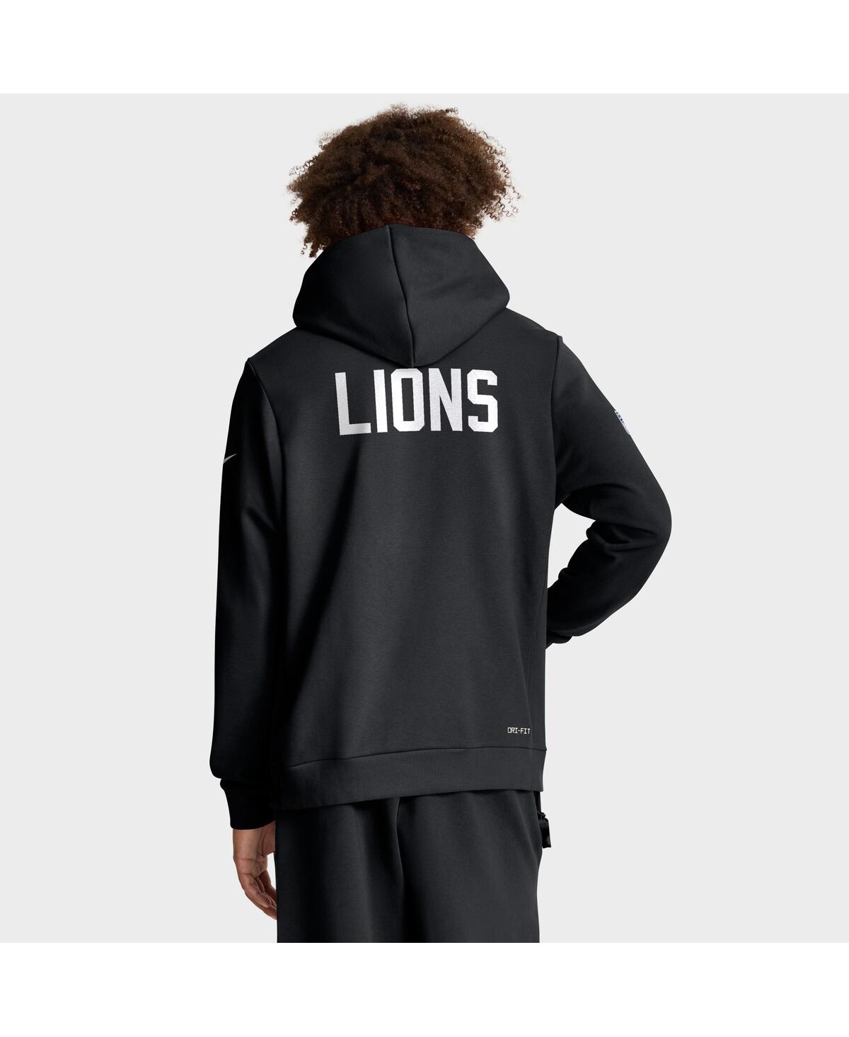 Nike Black Detroit Lions Sideline Offensive Set Play Performance Pullover Hoodie In Black