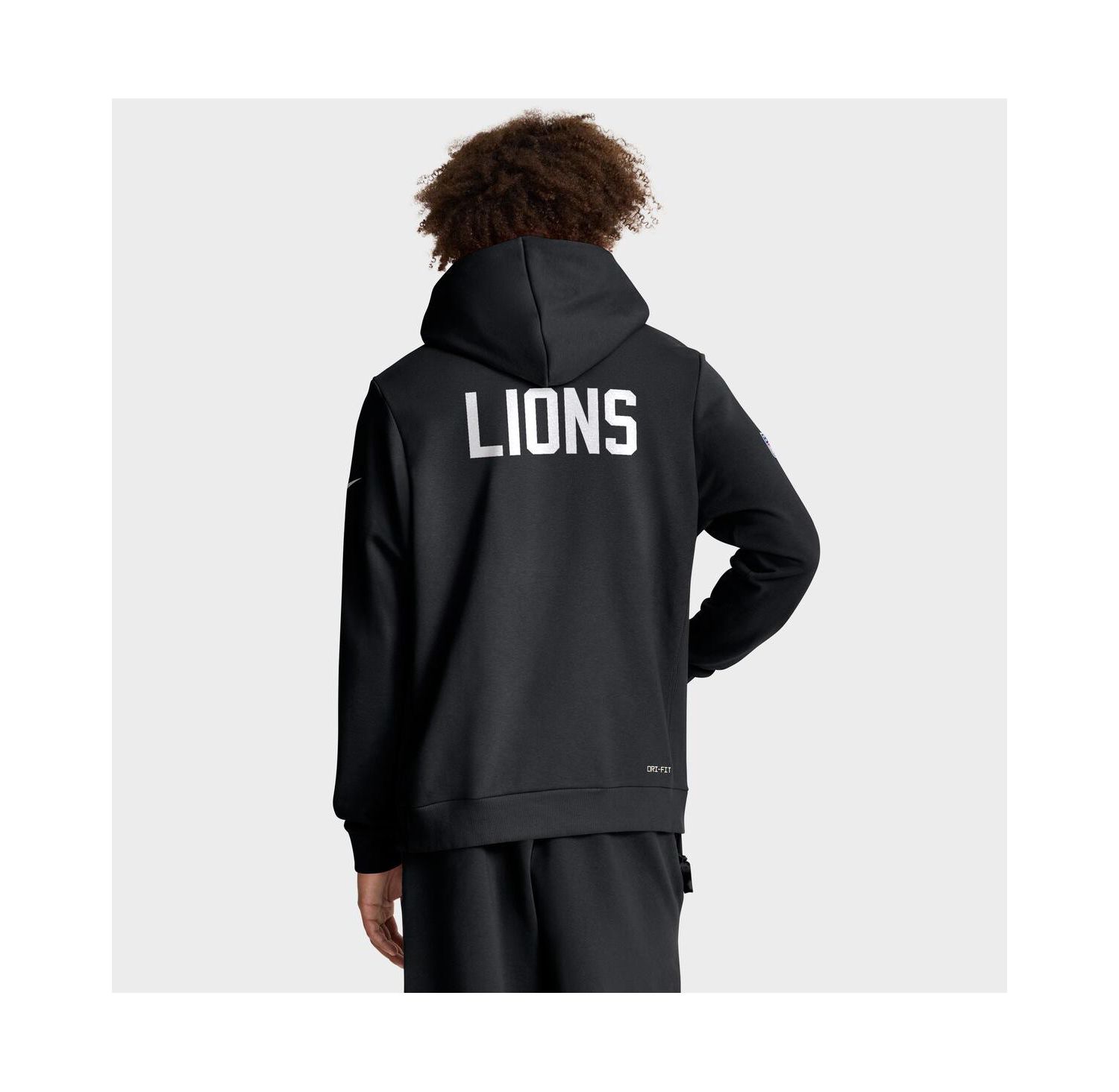 Men's Black Detroit Lions Sideline Offensive Set Play Performance Pullover Hoodie