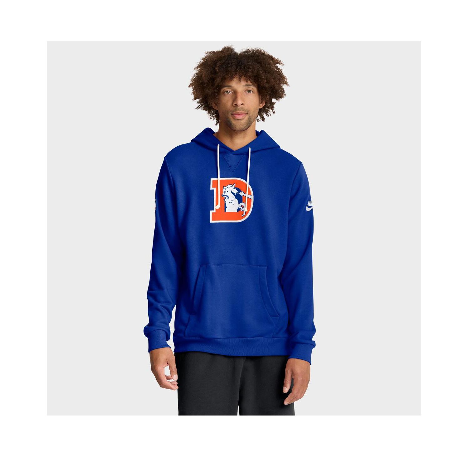 Men's Royal Denver Broncos Sideline Offensive Set Play Performance Pullover Hoodie
