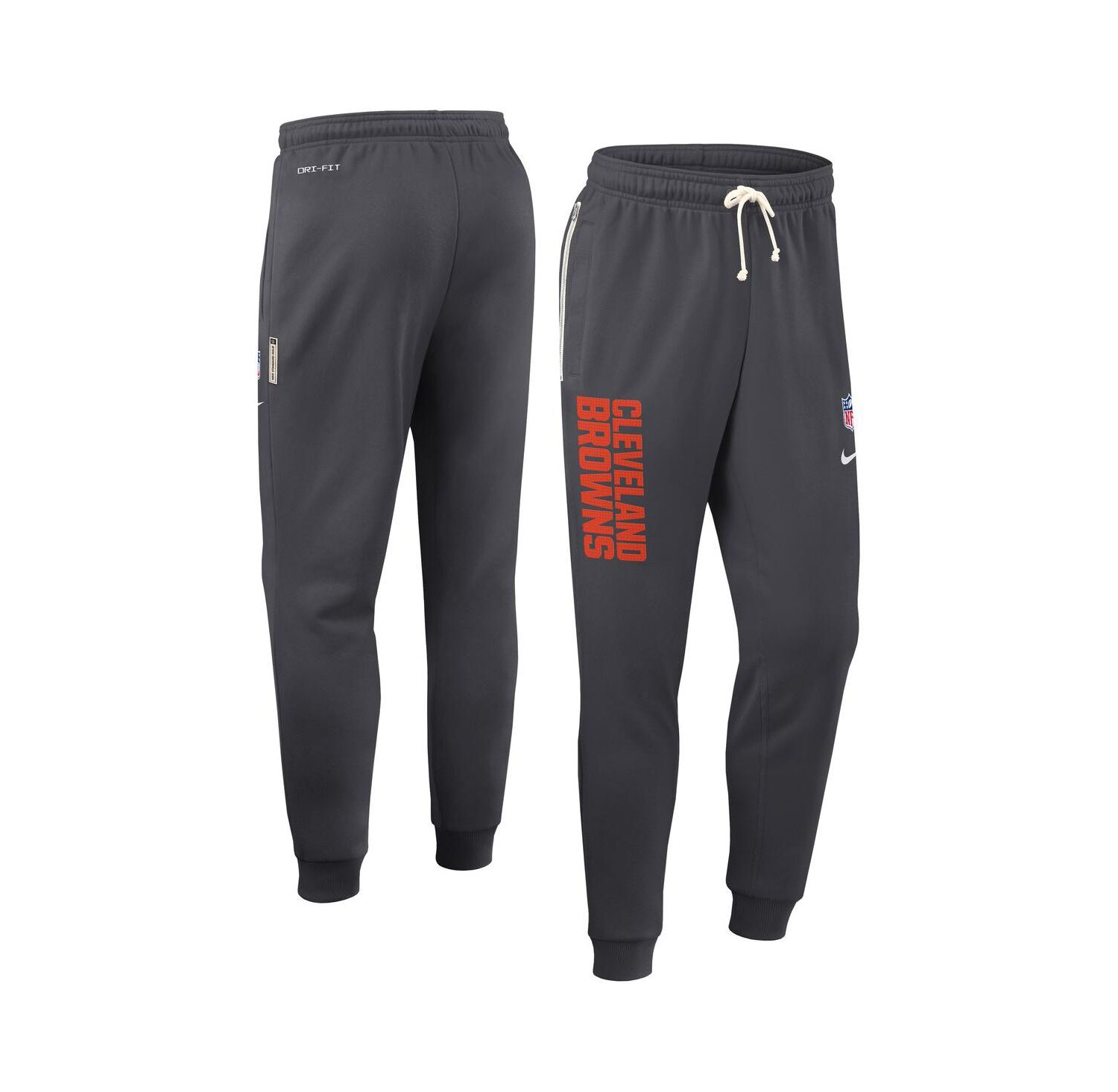 Men's Anthracite Cleveland Browns Sideline Ground Game Performance Taper Pants