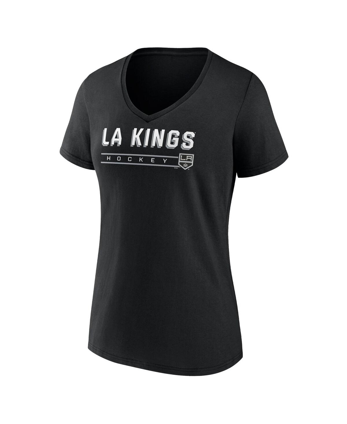Fanatics Women's Black Los Angeles Kings V-neck T-shirt In Black