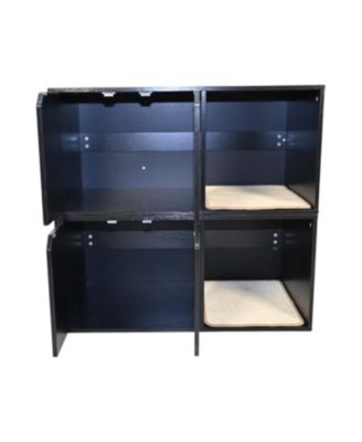 Black Cat Litter Box Enclosure Furniture with Scratch Pad