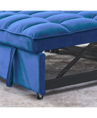 Velvet Blue 54" Sleeper Sofa with Adjustable Back