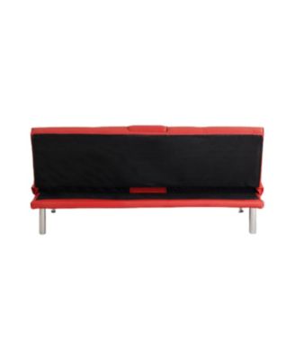 Red Leather Double Folding Sofa Bed with Table