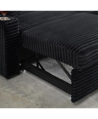 80" Folding Corduroy Sofa Bed w/ Cup Holder & Pillow - Black