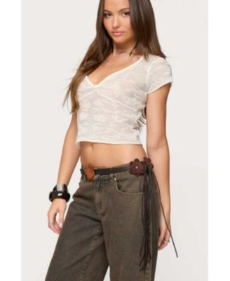 Women's Kristal Twist Front V Neck Top