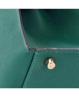 Pre-Owned Hermes Kelly 28 Handbag Green Epsom with Gold Hardware