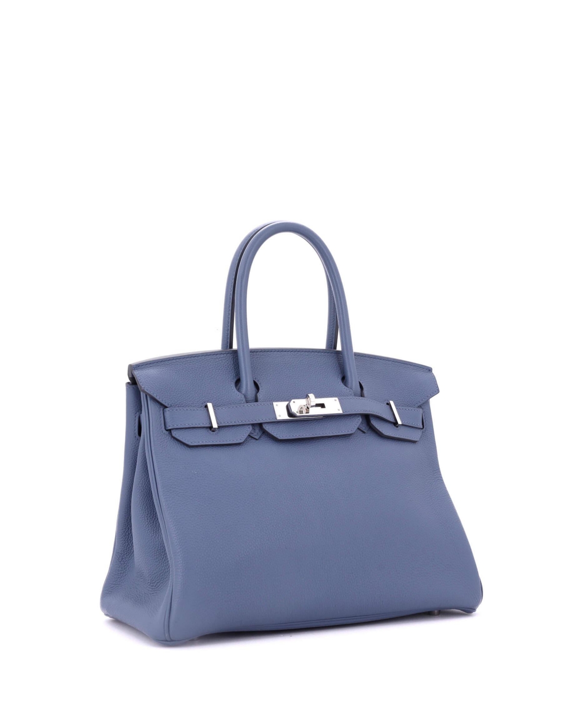 Pre-Owned Hermes Birkin Handbag Blue Togo with Palladium Hardware