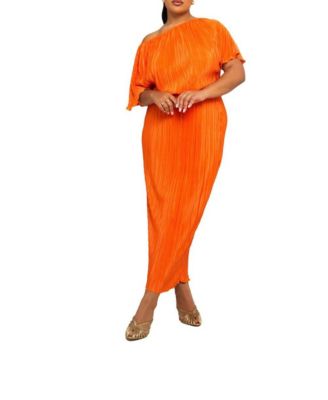 Women's Off-The-Shoulder Plisse Midaxi Dress