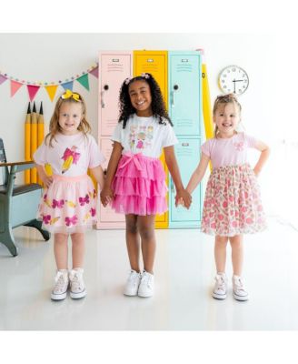 Little and Big Girls Raspberry Bow Tiered Tutu Skirt