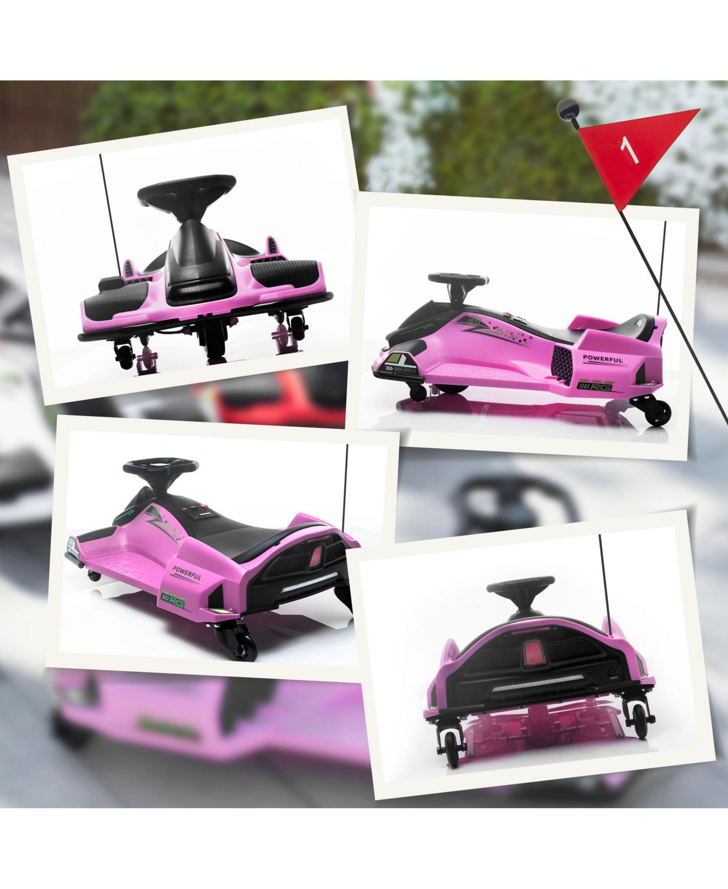 Детская игрушка Aosom 12V Electric Drifting Go Kart with Music, Ages 8-12, цвет: Розовый — фото 7