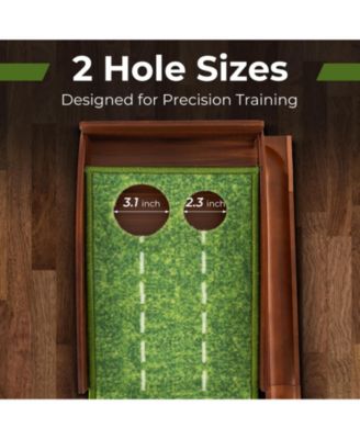 Golf Putting Mat Practice Training Aid with Auto Ball Return and 2/3 Hole Sizes