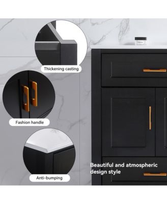 48" Black Vanity Set with Ceramic Sink, 4 Soft-Close Doors & 4 Drawers, Stylish Bath Organizer