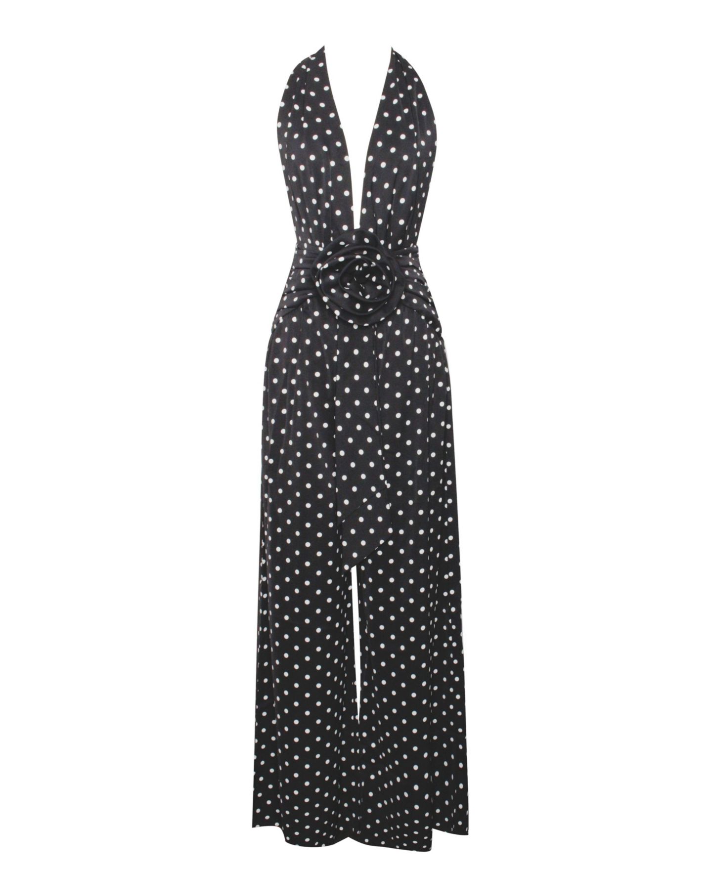 Женский комбинезон Miss Circle Women Oriana Black Polka Dots Halter Jumpsuit, цвет: Чёрный в горошек — фото 11